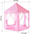Princess Castle Tent for Girls Fairy Play Tents for Kids Hexagon Playhouse with Big Fairy Star Lights Toys for Children or Toddlers Indoor or Outdoor Games (Pink Princess Tent with Big Star Lights) by TinyTreasures Baby Boutique
