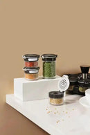 360 rotating 2 tier jars spice rack (6 small 6 large spice jars) Revolving Seasoning Organizer. Spinning Spice Rack for Counter top and Cabinet WITH Custom Label Stickers. by CozyNest Decor