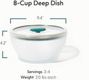 Anyday 8-Cup Microwave Cookware & Glass Container with Glass Lid, Plastic-Free Deep Food Storage | Stackable Airtight Steamer with Vented Lid for Microwave-Safe Reheating, Steaming Vegetables & Rice by TinyTreasures Baby Boutique