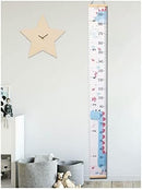 Kids Growth Chart, Wood Frame Fabric Canvas Height Measurement Ruler from Baby to Adult for Child's Room Decoration 7.9 x 79in (7.9 x 79in, Blue Dinosaur) by TinyTreasures Baby Boutique