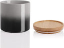 Sweejar Ceramic Food Storage Jar, Stackable Kitchen Canisters, Containers with Airtight Seal Wooden Lid for Serving Coffee Grounds, Coffee Bean, Flour, Tea, Spice and More - 39 Fl Oz (Gradient Gray) by CozyNest Decor