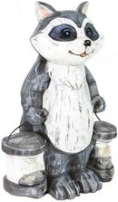 Exhart Garden Sculpture, Raccoon Solar Garden Statue with 2 Jars, 16 LED Firefly Lights, Outdoor Garden Decoration, 7.5 x 9 x 10.5 Inch by GreenHaven Gardens