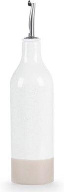 famiware Milkyway 16oz Ceramic Olive Oil Dispenser Bottle, 1 Piece Oil Dispenser for Kitchen with Stainless Steel Pourers, Suitable for Storage Vinegar, Soy Sauce, Coffee Syrup, Liquids, White by CozyNest Decor