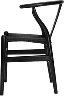 Tomile Set of 2 Bone Chair Solid Wood Y Chair Mid-Century Armrest Dining Chair, Hemp Seat (Wood - Black) by CozyNest Decor