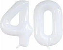 GOER Number 40 Balloons for 40th Birthday Party Decorations,42 Inch Jumbo Foil Helium Balloons for 40th Anniversary (White) by TinyTreasures Baby Boutique