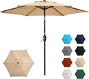 Aok Garden 7.5 ft Patio Umbrella Outdoor Market Umbrella Tilt Button and Crank 6 Ribs for Deck Lawn Pool& Backyard by GreenHaven Gardens