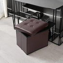 ALASDO Brown Leather Storage Ottoman Footrest Stool, 17x13x13inches, Modern Style by CozyNest Decor