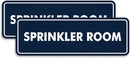 Signs ByLITA Standard Sprinkler Room Sign (Navy Blue/White) - Small 2 Pack by GreenHaven Gardens