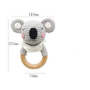 Wooden Baby Rattle for Newborn Toddler Soothing Handmade Crochet Ring Toys (Light Gray Koala) by TinyTreasures Baby Boutique