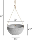 Root & Vessel Self Watering Hanging Planter for Indoor or Outdoor Plants, Unique Marbled Hanging Basket Made of Eco-Friendly Blend of Stone & Plastic, Gray, 10" by GreenHaven Gardens