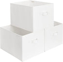 StorageWorks Storage Baskets for Shelves, Foldable Fabric Closet Storage Bins with Handles, Fabric Storage Bins Clothes Organizer, White, 3-Pack, Extra Large by TinyTreasures Baby Boutique