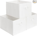 StorageWorks Storage Baskets for Shelves, Foldable Fabric Closet Storage Bins with Handles, Fabric Storage Bins Clothes Organizer, White, 3-Pack, Extra Large by TinyTreasures Baby Boutique