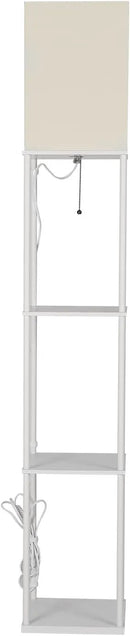 SUNMORY Shelf Floor Lamp with 3-Way Dimmable LED Bulb, Modern Square Standing Lamp with Shelves and White Shade, Corner Display Bookshelf Lamp for Living Room and Bedroom(White) by CozyNest Decor