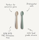 mushie Silicone Baby Feeding Spoons | 2 Pack (Ivory) by TinyTreasures Baby Boutique