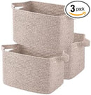 OIAHOMY Storage Basket, Woven Baskets for Storage, Cotton Rope Basket for toys,Towel Baskets for Bathroom - Pack of 3, Pure Brown by TinyTreasures Baby Boutique