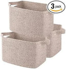 OIAHOMY Storage Basket, Woven Baskets for Storage, Cotton Rope Basket for toys,Towel Baskets for Bathroom - Pack of 3, Pure Brown by CozyNest Decor