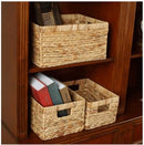 Water Hyacinth Wicker Baskets for Organizing, Rectangular Wicker Baskets with Built-in Handles 3-Pack by TinyTreasures Baby Boutique