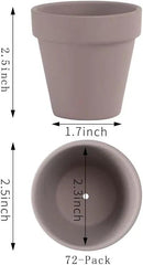Yishang 72 pcs Small Mini Grey Clay Pots, 2.5'' Terracotta Pot Clay Ceramic Pottery Planter,Cactus Flower Terra Cotta Pots,Succulents Nursery Pots,with Drainage Hole,Great for Crafts,Wedding Favor by GreenHaven Gardens