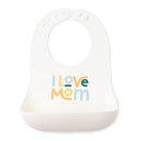 Bella Tunno Baby Bib for Eating, Waterproof Silicone Bib with Large Food Catcher, Adjustable Fit for Babies 4-12 months & Toddlers 1-3 Years, Boys & Girls, I Love Mom by TinyTreasures Baby Boutique