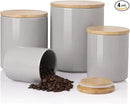 Sweejar Kitchen Canisters Ceramic Food Storage Jar Set, Stackable Containers with Airtight Seal Bamboo Lid for Serving Ground Coffee, Tea,Grains, Herbs,Sugar, Salt and More - Pack of 4（Gray） by CozyNest Decor