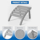 Adirondack Ottoman, All Weather Foot Rest for Adirondack Chair, HDPE Plastic Adirondack Footstool,Outdoor Footrest for Patio,Backyard, Lawn, Fire Pits,Grey by CozyNest Decor