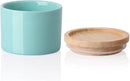 Sweejar Kitchen Canisters Ceramic Food Storage Jar, Stackable Containers with Airtight Seal Wooden Lid for Serving Ground Coffee, Tea, Sugar, Spice and More - 5 Fl Oz(Turquoise) by CozyNest Decor