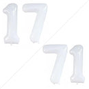 GOER Number 17 Balloons for 17th Birthday Sweet 17 Party Decorations,42 Inch Jumbo Foil Helium 71 Balloons for 71st Birthday Party Decoration (White) by TinyTreasures Baby Boutique