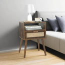 MaxSmeo Mid Century Nightstand, Rattan Side Table with Drawer, Wood Modern Bedside Table for Bedroom, Living Room and Small Spaces (Rustic Brown) by CozyNest Decor