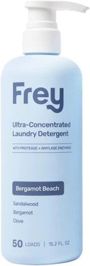 FREY Concentrated Liquid Laundry Detergent | Formulated for Sensitive Skin & HE Washers | Removes Stains Effectively | 50 Loads per Bottle (1-pack Bergamot Beach) by CozyNest Decor