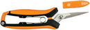 Fiskars Curved Micro-Tip Pruning Snips - 6" Garden Shears with Sheath and SoftGrip Handle - Yard and Garden Tools - Orange/Black