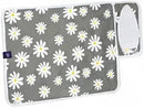 Encasa Homes Ironing Mat/Pad (Small 28"x20") with 3mm Padding & Silicone Iron Rest for Steam Pressing on Tabletop or Bed - Heat Resistant, Portable, Quilting & Travel Blanket - Daisy Grey by CozyNest Decor