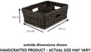 The Basket Lady Rectangular Low Wicker Storage Basket, Medium, 16 in L x 12 in W x 6 in H, Antique Walnut Brown by GreenHaven Gardens