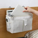 Bedside Caddy Organizer & Bedside Storage Basket Multi-Function Organizer for Bunk, Hospital Beds, Dorm Bed Rails,| Holds Magazines, Books, Glasses, Phone | Space-Saving (White 2 Pack) by CozyNest Decor