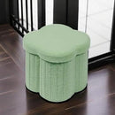 B FSOBEIIALEO Storage Ottoman Cube, Flowers Shaped Ottomans with Storage Foot Stool Footrest for Lving Room, Boucle Ottoman Seat for Dorm Room,Faux Teddy Fur, Green 12.6"x12.6"x12.6" by CozyNest Decor
