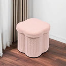 B FSOBEIIALEO Storage Ottoman Cube, Flowers Shaped Ottomans with Storage Foot Stool Footrest for Lving Room, Boucle Ottoman Seat for Dorm Room,Faux Teddy Fur, Pink 12.6"x12.6"x12.6" by CozyNest Decor