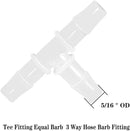 5/16" Tee Fitting Equal Barb 3 Way Hose Barb Fitting，Splicer Joint Mender Adapter Union Fitting for Fuel Gas Liquid Air (Pack of 5) by GreenHaven Gardens