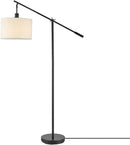 GLOBE Electric 67525 Avellino 66" Floor Lamp, Matte Black, White Linen Shade, Stepless Rotary Dimmer Switch on Socket by CozyNest Decor