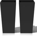 Tall Planters for Outdoor Plants, Large Resin Flower Pots for Garden, Front Porch, Patio, Indoor - Set of 2 (Black, 27.5 inch - 2 Pack) by CozyNest Decor