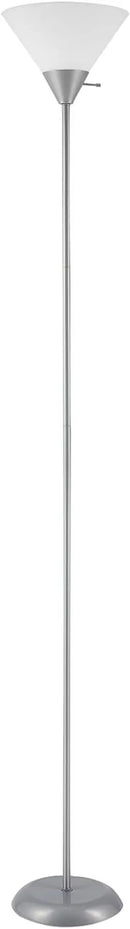 GLOBE Electric 677150 Elliott 72" Floor Lamp, Silver, White Plastic Shade, On/Off Rotary Switch on Shade, Standing, Living Room Decor, Bedroom, Tall, Corner Light by CozyNest Decor