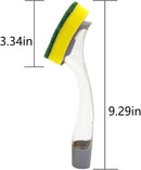 The Pot Brush with Green and Yellow Washing Pads Does not Damage The Pot Handle and can be Used to add Liquid, Brush The Bowl, and Brush The Stove by TinyTreasures Baby Boutique