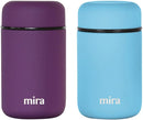 MIRA 2 Pack Insulated Food Jar thermos for Hot Food & Soup, Compact Stainless Steel Vacuum Lunch Container, 13.5 oz, Purple, Pearl Blue by TinyTreasures Baby Boutique