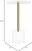 Clear Acrylic End Table,Side Table,Brushed Brass Metal,Round,for Office, Living Room and Bedroom,Easy Assembly,12x12 inch，21.3 inch high by CozyNest Decor