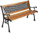 Outvita 49.5in Garden Bench, Deck Hardwood Seat and Metal Armrest Park Bench for Patio Front Porch Path Yard Lawn Poolside (Rhombic) by GreenHaven Gardens