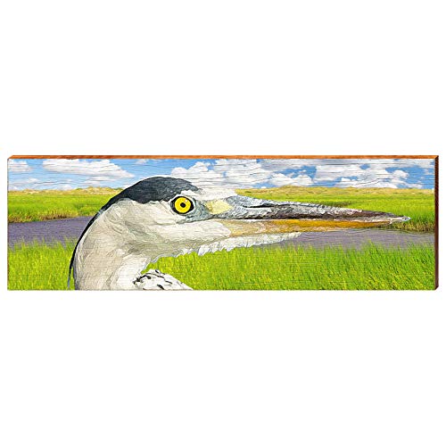 Heron Closeup Home Decor Art Print on Real Wood