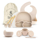 All In One Silicone Feeding Set - Safe for 6-12 Months - Non-Toxic Baby Led Weaning Supplies - Toddler Self Feeding Utensils - BPA-Free - Mess Free Essentials by TinyTreasures Baby Boutique