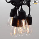 Hometown Evolution, Inc. E26 Outdoor Commercial String Lights with Suspended Socket for Weatherproof Heavy Duty Vintage Outside Lighting (S14 LED Plastic, 24 Foot 12 Socket) by CozyNest Decor