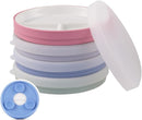 Elk and Friends Kids 6.7” Porcelain Divided Plates with Silicone Suction Sleeves + Silicone Lids | Suitable for Babies/Kids/Toddlers | Microwave & Dishwasher Safe | Non Slip | Snack Dishes | 4 Pack by TinyTreasures Baby Boutique
