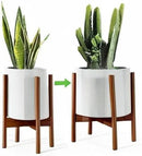MUDEELA Adjustable Plant Stand Indoor, Bamboo Plant Stand 8 to 12 Inches, Bamboo Dark Brown Planter Stand for Indoor Plants,Single Floor Plant Stand for Indoor Plants, Pot Plant Not Included by GreenHaven Gardens
