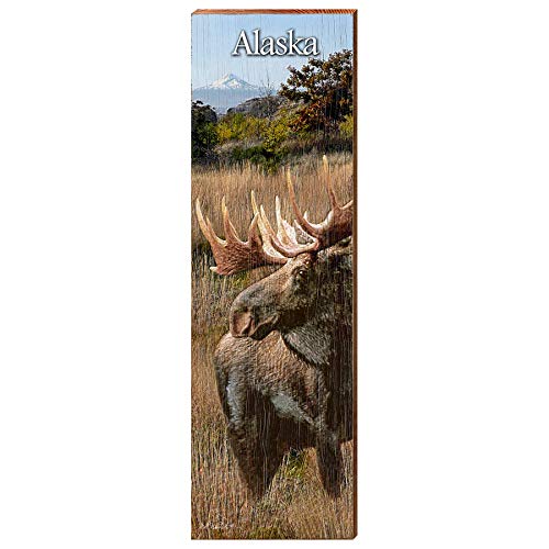 Alaskan Moose Wooden Sign | Wall Art Print on Real Wood