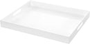 White Rectangular 16x20 Inches Acrylic Ottoman Tray Decorative Serving Tray with Cutout Handles Organizer Tray on Coffee Table Countertop Big Breakfast Bed Tray Living Room Appetizer Serving Food by CozyNest Decor